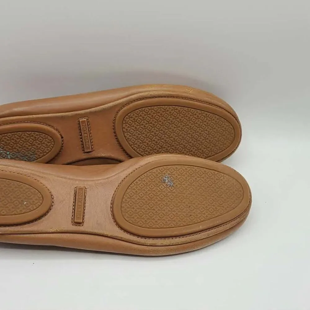 Tory Burch Minnie Travel Ballet Flats Tan (Carmel) size 8